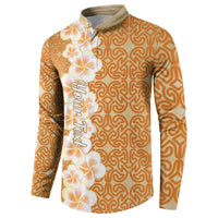 Personalised Tufi Tapa and Tattoo Festival Button Sweatshirt Oro Tapa Cloth With Plumeria LT14 - Polynesian Pride