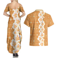 Personalised Tufi Tapa and Tattoo Festival Couples Matching Summer Maxi Dress and Hawaiian Shirt Oro Tapa Cloth With Plumeria LT14 - Polynesian Pride