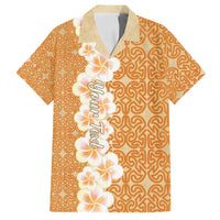 Personalised Tufi Tapa and Tattoo Festival Family Matching Long Sleeve Bodycon Dress and Hawaiian Shirt Oro Tapa Cloth With Plumeria LT14 Dad's Shirt - Short Sleeve Brown - Polynesian Pride