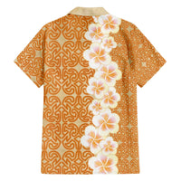 Personalised Tufi Tapa and Tattoo Festival Family Matching Off The Shoulder Long Sleeve Dress and Hawaiian Shirt Oro Tapa Cloth With Plumeria - Polynesian Pride