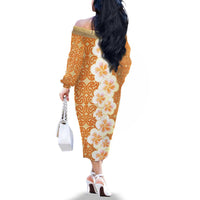 Personalised Tufi Tapa and Tattoo Festival Family Matching Off The Shoulder Long Sleeve Dress and Hawaiian Shirt Oro Tapa Cloth With Plumeria - Polynesian Pride