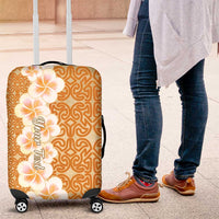 Personalised Tufi Tapa and Tattoo Festival Luggage Cover Oro Tapa Cloth With Plumeria - Polynesian Pride