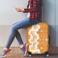 Personalised Tufi Tapa and Tattoo Festival Luggage Cover Oro Tapa Cloth With Plumeria - Polynesian Pride