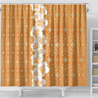 Personalised Tufi Tapa and Tattoo Festival Shower Curtain Oro Tapa Cloth With Plumeria - Polynesian Pride
