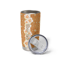 Personalised Tufi Tapa and Tattoo Festival Tumbler Cup Oro Tapa Cloth With Plumeria - Polynesian Pride