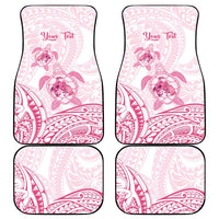 Personalised Polynesia Breast Cancer Awareness Car Mats No One Fights Alone Turtle Ribbon - White Version