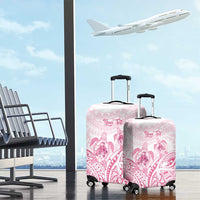 Personalised Polynesia Breast Cancer Awareness Luggage Cover No One Fights Alone Turtle Ribbon - White Version