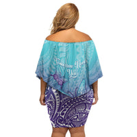 Polynesia Suicide Prevention Month Family Matching Off Shoulder Short Dress and Hawaiian Shirt Butterfly Purple And Teal Ribbon Tomorrow Needs You LT14 - Polynesian Pride