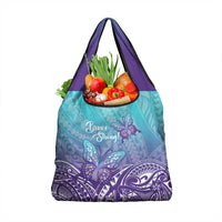 Polynesia Suicide Prevention Month Grocery Bag Butterfly Purple And Teal Ribbon Tomorrow Needs You