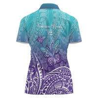 Polynesia Suicide Prevention Month Women Polo Shirt Butterfly Purple And Teal Ribbon Tomorrow Needs You