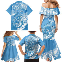 Personalised New Zealand Autism Awareness Family Matching Mermaid Dress and Hawaiian Shirt NZ Fern With Maori Koru Lizard