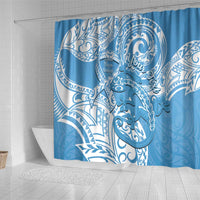 Personalised New Zealand Autism Awareness Shower Curtain NZ Fern With Maori Koru Lizard