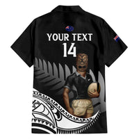 Custom New Zealand Silver Fern Rugby Family Matching Off The Shoulder Long Sleeve Dress and Hawaiian Shirt 2024 Aotearoa Maori Mascot Go All Black