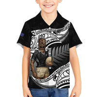 Custom New Zealand Silver Fern Rugby Family Matching Short Sleeve Bodycon Dress and Hawaiian Shirt 2024 Aotearoa Maori Mascot Go All Black LT14 Son's Shirt Black - Polynesian Pride
