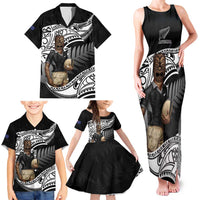 Custom New Zealand Silver Fern Rugby Family Matching Tank Maxi Dress and Hawaiian Shirt 2024 Aotearoa Maori Mascot Go All Black LT14 - Polynesian Pride