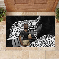 Custom New Zealand Silver Fern Rugby Rubber Doormat 2024 Aotearoa Maori Mascot Go All Black LT14 Black - Polynesian Pride