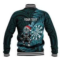 Personalised New Zealand Darts Christmas Baseball Jacket Maori Fern Merry Dartsmas - Polynesian Pride