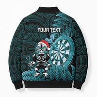 Personalised New Zealand Darts Christmas Bomber Puffer Jacket Maori Fern Merry Dartsmas - Polynesian Pride