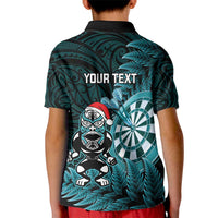 Personalised New Zealand Darts Christmas Kid Polo Shirt Maori Fern Merry Dartsmas - Polynesian Pride