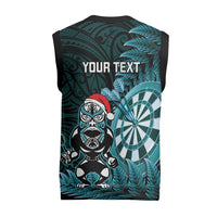 Personalised New Zealand Darts Christmas Knitted V-Neck Vest Maori Fern Merry Dartsmas - Polynesian Pride