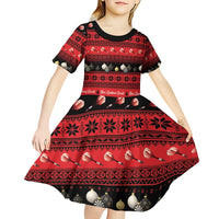New Zealand Darts Christmas Kid Short Sleeve Dress Merry Xmas Aotearoa Maori Red - Polynesian Pride