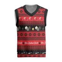 New Zealand Darts Christmas Knitted V-Neck Vest Merry Xmas Aotearoa Maori Red - Polynesian Pride
