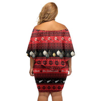 New Zealand Darts Christmas Off Shoulder Short Dress Merry Xmas Aotearoa Maori Red - Polynesian Pride