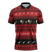 New Zealand Darts Christmas Zipper Polo Shirt Merry Xmas Aotearoa Maori Red - Polynesian Pride