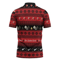 New Zealand Darts Christmas Zipper Polo Shirt Merry Xmas Aotearoa Maori Red - Polynesian Pride
