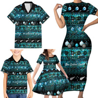 New Zealand Darts Christmas Family Matching Short Sleeve Bodycon Dress and Hawaiian Shirt Merry Xmas Aotearoa Maori Paua Shell - Polynesian Pride
