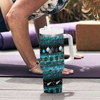 New Zealand Darts Christmas Tumbler With Handle Merry Xmas Aotearoa Maori Paua Shell - Polynesian Pride