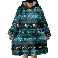 New Zealand Darts Christmas Wearable Blanket Hoodie Merry Xmas Aotearoa Maori Paua Shell - Polynesian Pride