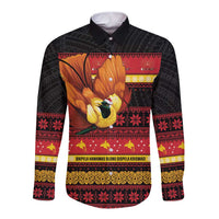 Papua New Guinea Christmas Long Sleeve Button Shirt Bikpela hamamas blong dispela Krismas - Polynesian Pride