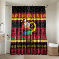 Vanuatu Christmas Bathroom Set Joyeux Noel Surfing Santa With Boar Tusk - Polynesian Pride