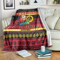 Vanuatu Christmas Blanket Joyeux Noel Surfing Santa With Boar Tusk - Polynesian Pride