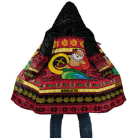Vanuatu Christmas Cloak Joyeux Noel Surfing Santa With Boar Tusk - Polynesian Pride