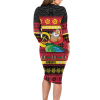 Vanuatu Christmas Family Matching Long Sleeve Bodycon Dress and Hawaiian Shirt Joyeux Noel Surfing Santa With Boar Tusk - Polynesian Pride