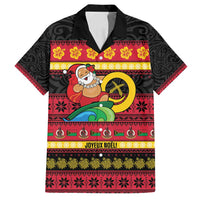Vanuatu Christmas Family Matching Off Shoulder Maxi Dress and Hawaiian Shirt Joyeux Noel Surfing Santa With Boar Tusk - Polynesian Pride