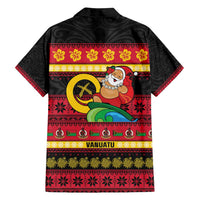 Vanuatu Christmas Family Matching Tank Maxi Dress and Hawaiian Shirt Joyeux Noel Surfing Santa With Boar Tusk - Polynesian Pride