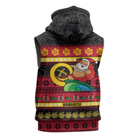 Vanuatu Christmas Sleeveless Zip Hoodie Joyeux Noel Surfing Santa With Boar Tusk LT14 - Polynesian Pride
