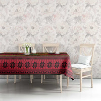 Vanuatu Christmas Tablecloth Joyeux Noel Surfing Santa With Boar Tusk - Polynesian Pride