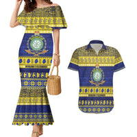 Niue Christmas Couples Matching Mermaid Dress and Hawaiian Shirt Monuina e Kilisimasi Hiapo Motifs - Polynesian Pride