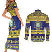 Niue Christmas Couples Matching Short Sleeve Bodycon Dress and Long Sleeve Button Shirt Monuina e Kilisimasi Hiapo Motifs - Polynesian Pride