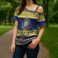 Niue Christmas Cross Shoulder Shirt Monuina e Kilisimasi Hiapo Motifs - Polynesian Pride