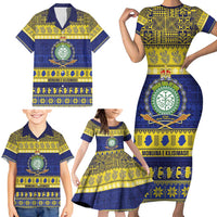 Niue Christmas Family Matching Short Sleeve Bodycon Dress and Hawaiian Shirt Monuina e Kilisimasi Hiapo Motifs - Polynesian Pride