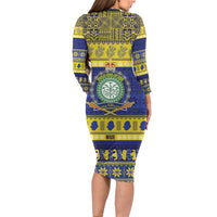 Niue Christmas Long Sleeve Bodycon Dress Monuina e Kilisimasi Hiapo Motifs - Polynesian Pride