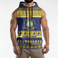 Niue Christmas Sleeveless Zip Hoodie Monuina e Kilisimasi Hiapo Motifs LT14 - Polynesian Pride