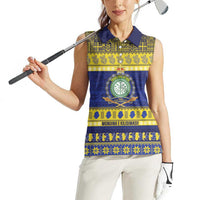 Niue Christmas Women Sleeveless Polo Shirt Monuina e Kilisimasi Hiapo Motifs LT14 - Polynesian Pride