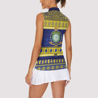 Niue Christmas Women Sleeveless Polo Shirt Monuina e Kilisimasi Hiapo Motifs LT14 - Polynesian Pride