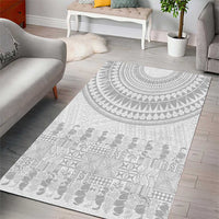 Niue White Sunday Area Rug Tapu Fanau Ia Puakenikeni Hiapo Pattern - Polynesian Pride